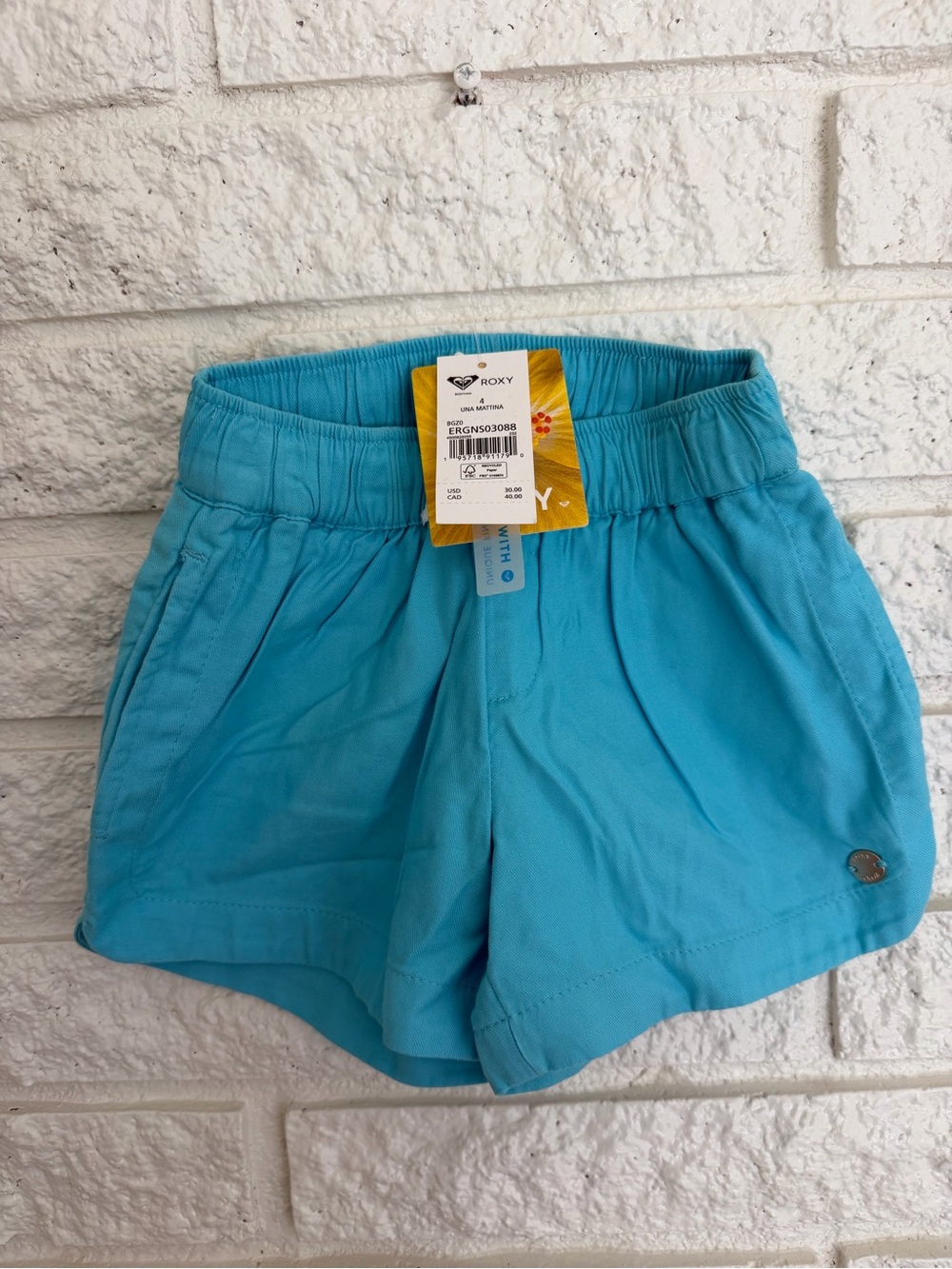 Roxy Girls' Una Mattina Bright Pink, Lime & Turquoise Elastic-Waist Shorts Trio - Picture 3 of 6